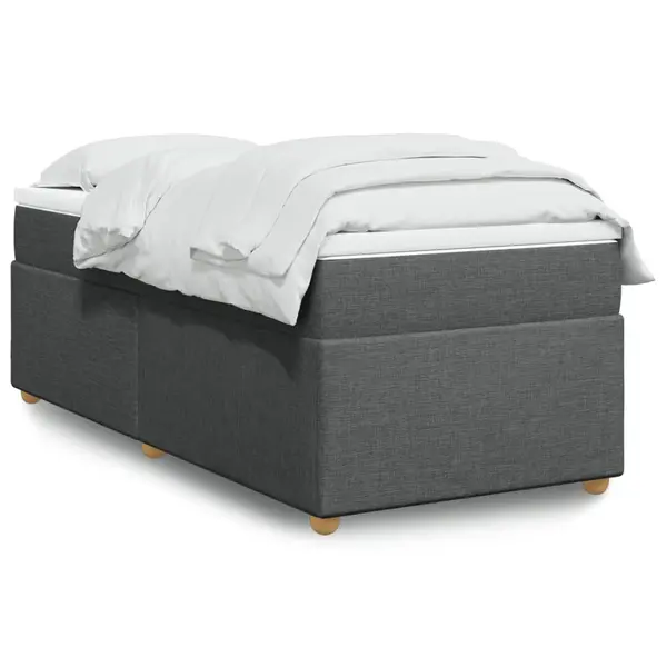 Gossi pat box spring cu saltea, gri inchis, 90x200 cm, textil