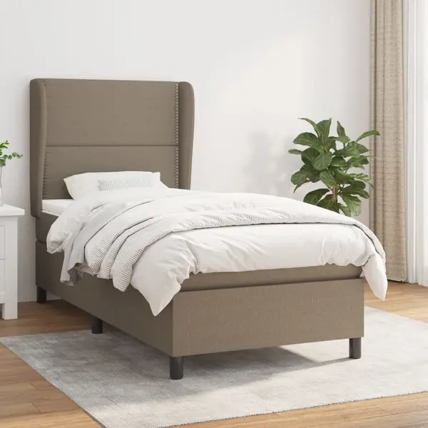 Gossi pat box spring cu saltea, gri taupe, 100x200 cm, textil