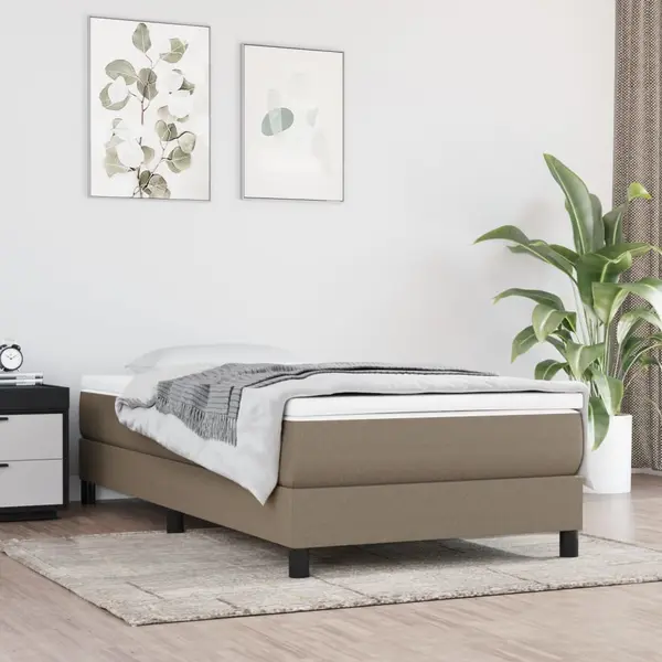 Gossi pat box spring cu saltea, gri taupe, 100x200 cm, textil