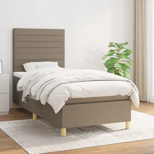 Gossi pat box spring cu saltea, gri taupe, 100x200 cm, textil