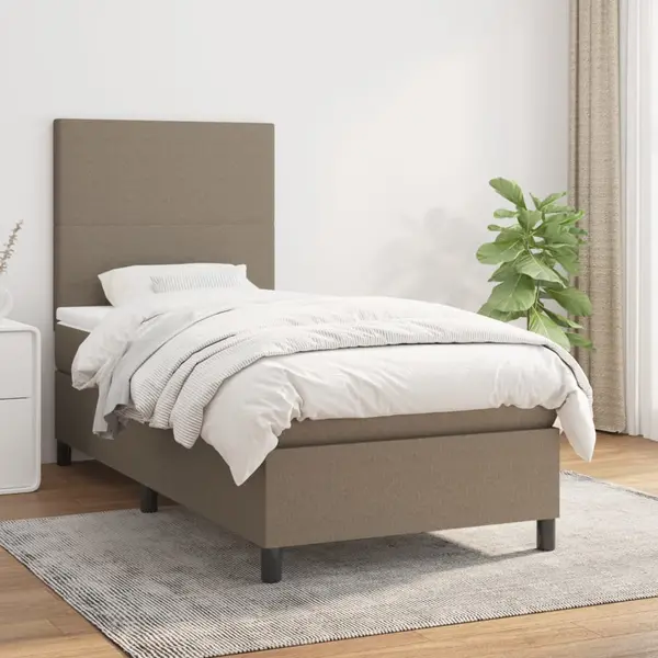 Gossi pat box spring cu saltea, gri taupe, 100x200 cm, textil