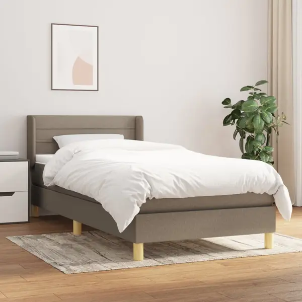 Gossi pat box spring cu saltea, gri taupe, 100x200 cm, textil