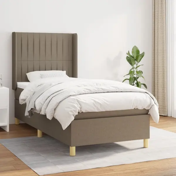Gossi pat box spring cu saltea, gri taupe, 100x200 cm, textil