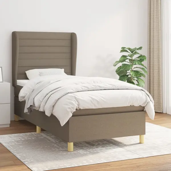 Gossi pat box spring cu saltea, gri taupe, 100x200 cm, textil