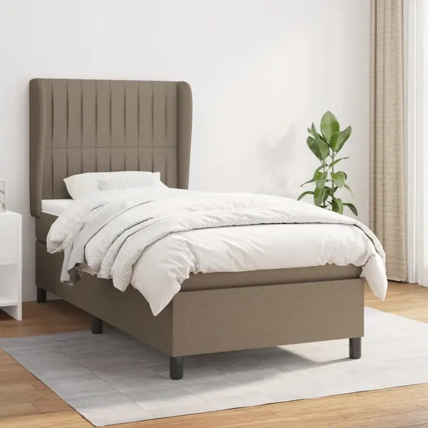 Gossi pat box spring cu saltea, gri taupe, 100x200 cm, textil