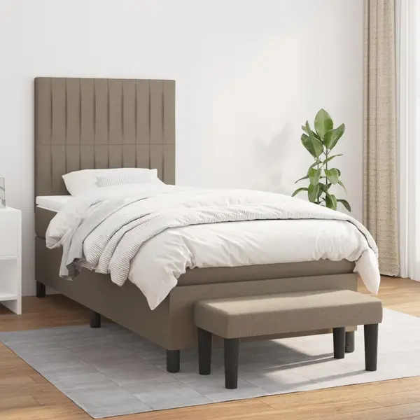Gossi pat box spring cu saltea, gri taupe, 100x200 cm, textil