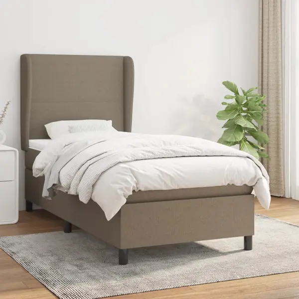 Gossi pat box spring cu saltea, gri taupe, 100x200 cm, textil