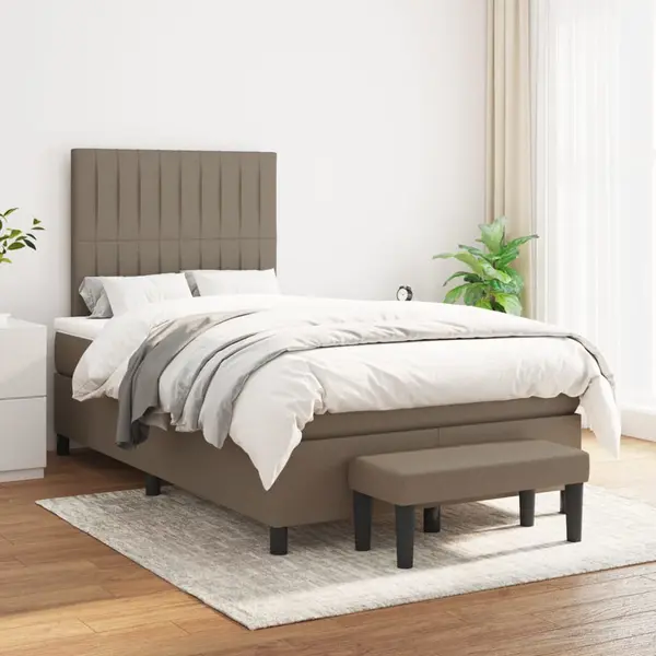 Gossi pat box spring cu saltea, gri taupe, 120x200 cm, textil