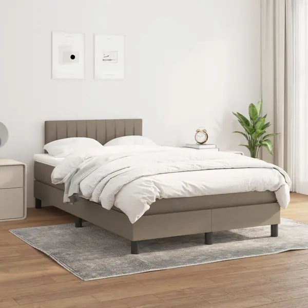 Gossi pat box spring cu saltea, gri taupe, 120x200 cm, textil