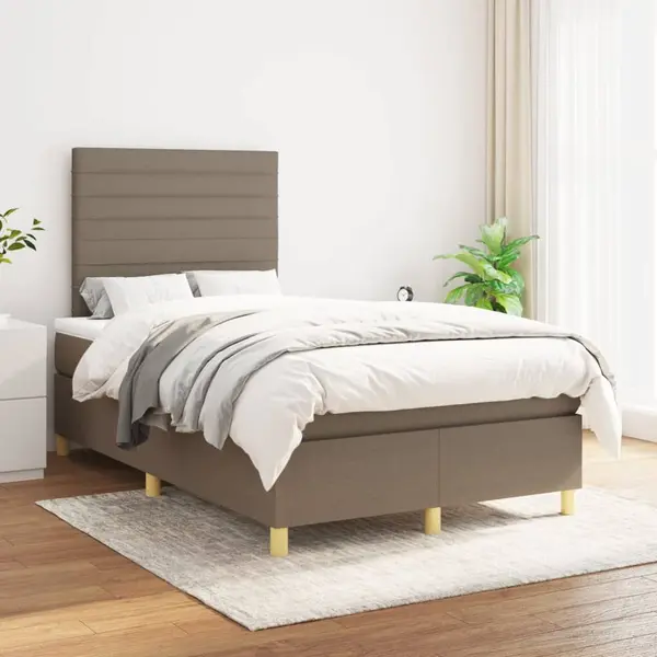 Gossi pat box spring cu saltea, gri taupe, 120x200 cm, textil