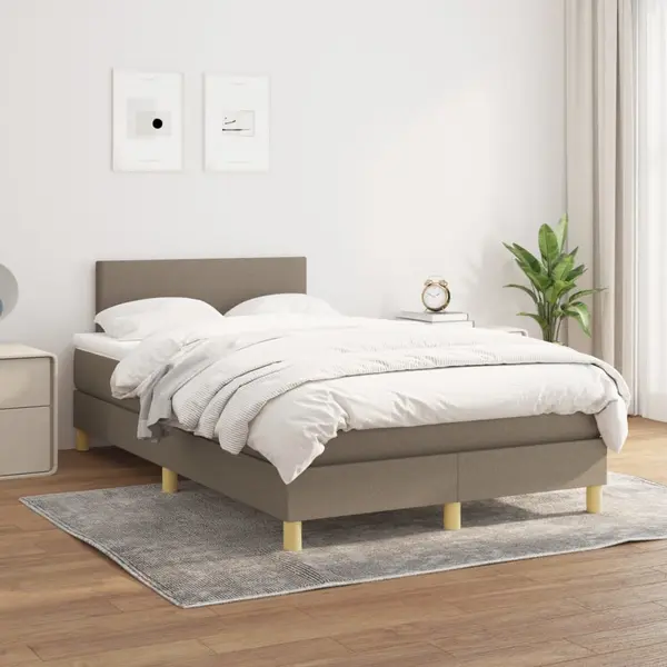 Gossi pat box spring cu saltea, gri taupe, 120x200 cm, textil