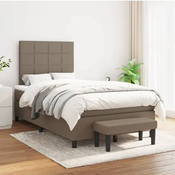 Gossi pat box spring cu saltea, gri taupe, 120x200 cm, textil