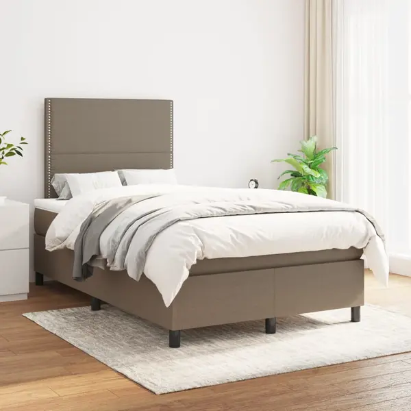 Gossi pat box spring cu saltea, gri taupe, 120x200 cm, textil