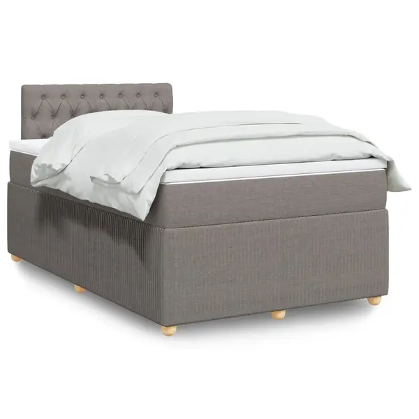 Gossi pat box spring cu saltea, gri taupe, 120x200 cm, textil