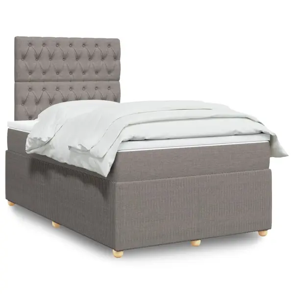 Gossi pat box spring cu saltea, gri taupe, 120x200 cm, textil