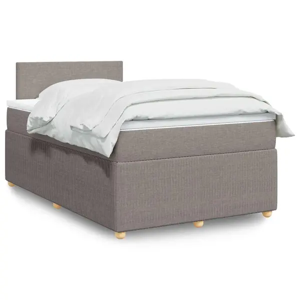 Gossi pat box spring cu saltea, gri taupe, 120x200 cm, textil