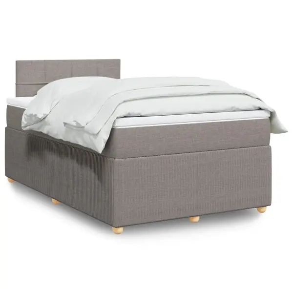 Gossi pat box spring cu saltea, gri taupe, 120x200 cm, textil