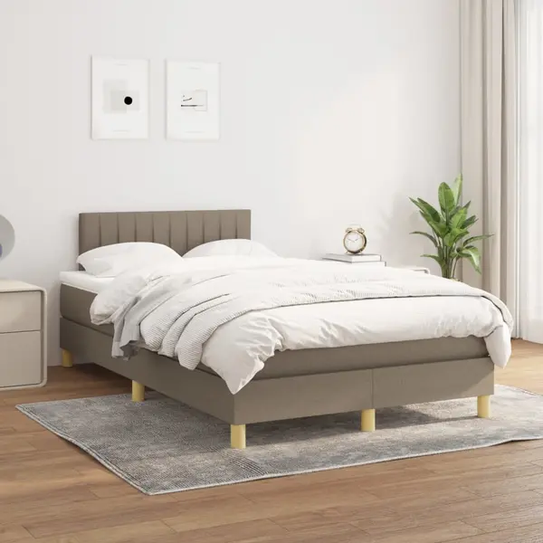 Gossi pat box spring cu saltea, gri taupe, 120x200 cm, textil