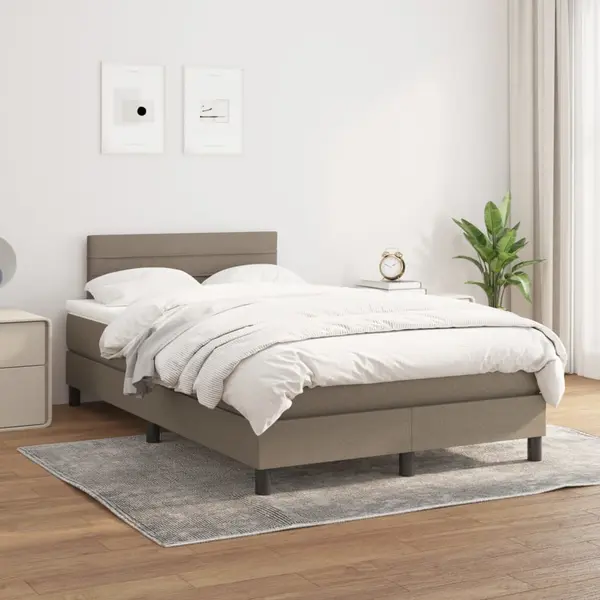 Gossi pat box spring cu saltea, gri taupe, 120x200 cm, textil