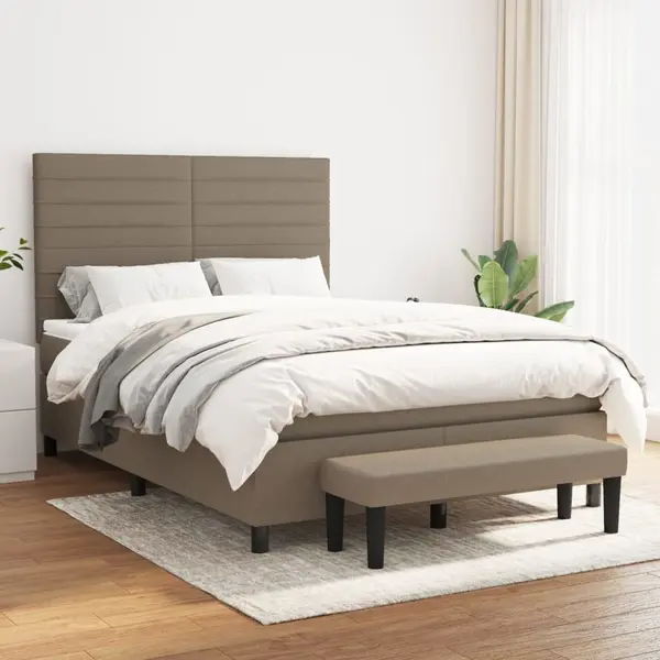 Gossi pat box spring cu saltea, gri taupe, 140x200 cm, textil