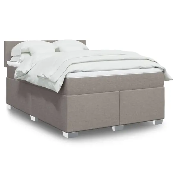 Gossi pat box spring cu saltea, gri taupe, 140x200 cm, textil