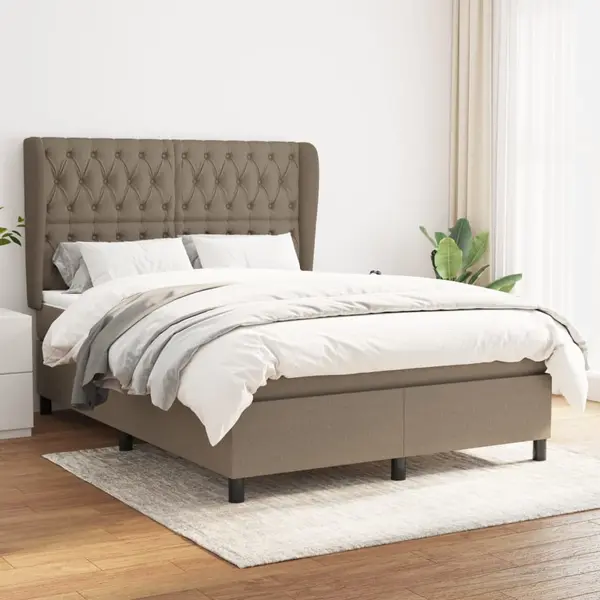 Gossi pat box spring cu saltea, gri taupe, 140x200 cm, textil