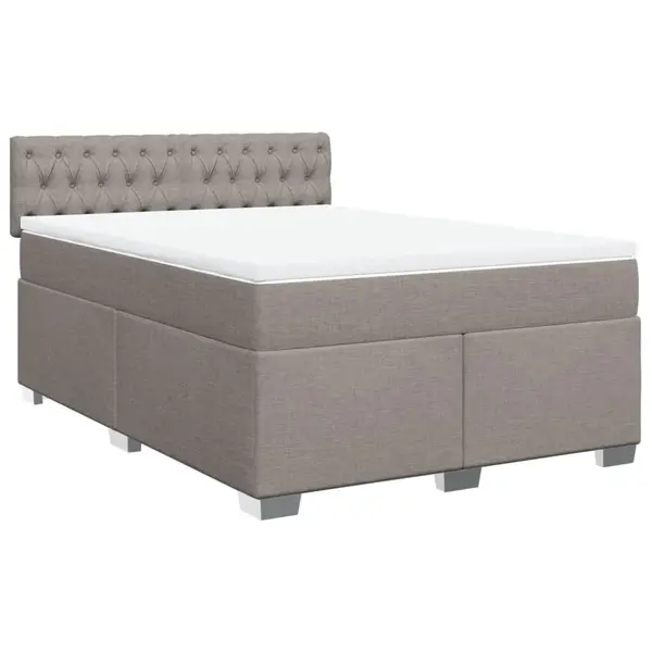 Gossi pat box spring cu saltea, gri taupe, 140x200 cm, textil