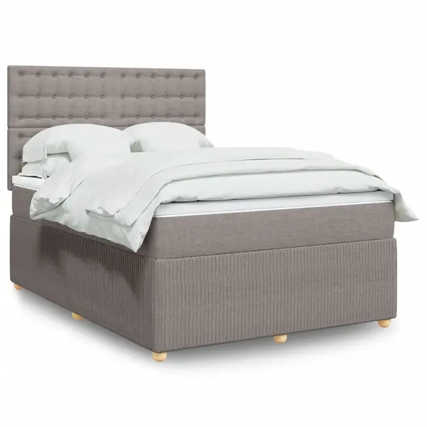 Gossi pat box spring cu saltea, gri taupe, 140x200 cm, textil
