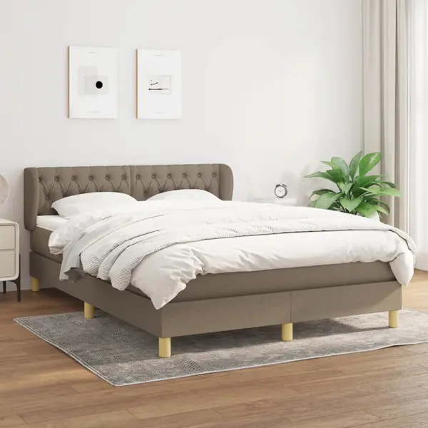 Gossi pat box spring cu saltea, gri taupe, 140x200 cm, textil