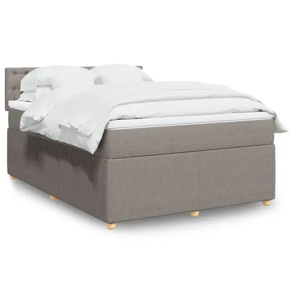 Gossi pat box spring cu saltea, gri taupe, 140x200 cm, textil
