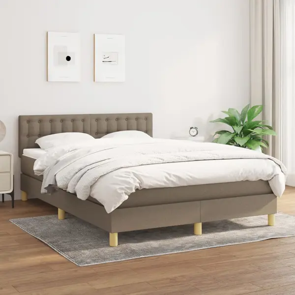 Gossi pat box spring cu saltea, gri taupe, 140x200 cm, textil