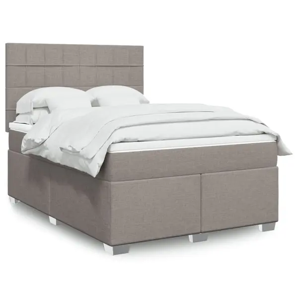 Gossi pat box spring cu saltea, gri taupe, 140x200 cm, textil