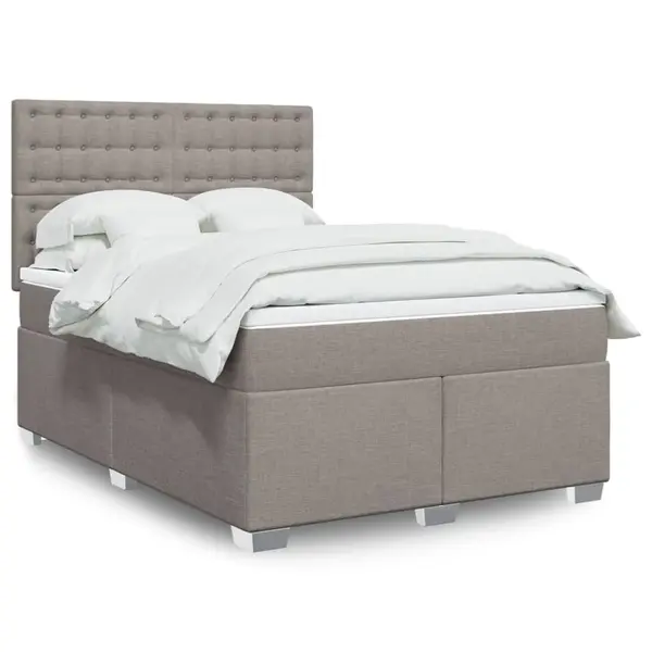 Gossi pat box spring cu saltea, gri taupe, 140x200 cm, textil