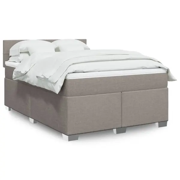 Gossi pat box spring cu saltea, gri taupe, 140x200 cm, textil