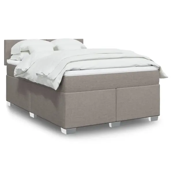 Gossi pat box spring cu saltea, gri taupe, 140x200 cm, textil