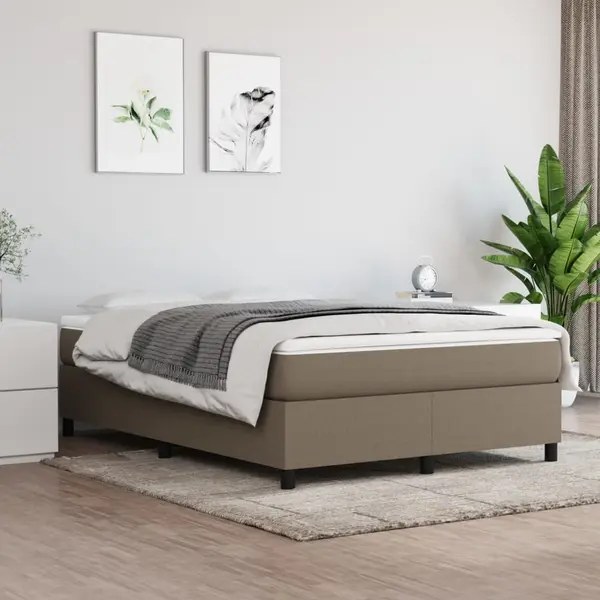 Gossi pat box spring cu saltea, gri taupe, 140x200 cm, textil
