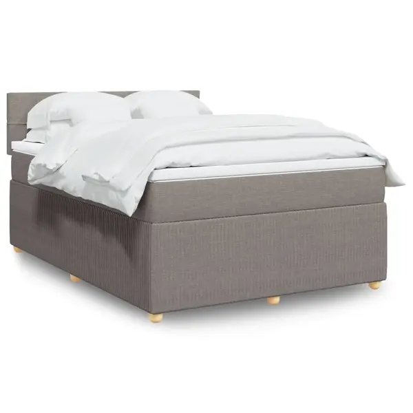 Gossi pat box spring cu saltea, gri taupe, 140x200 cm, textil