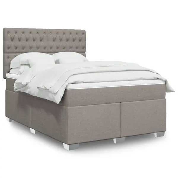 Gossi pat box spring cu saltea, gri taupe, 140x200 cm, textil