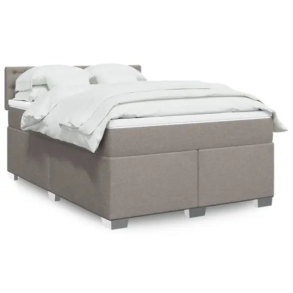 Gossi pat box spring cu saltea, gri taupe, 140x200 cm, textil