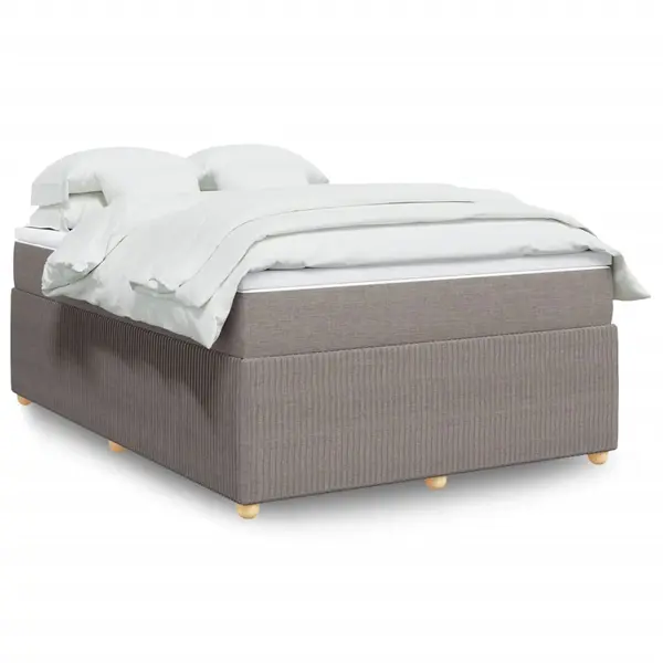Gossi pat box spring cu saltea, gri taupe, 140x200 cm, textil