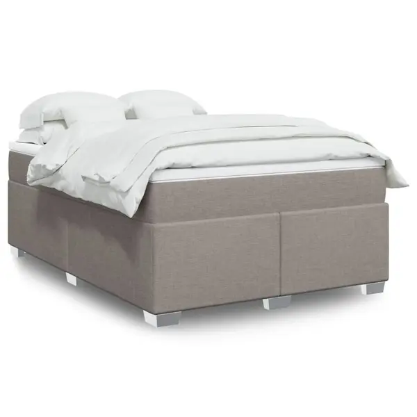 Gossi pat box spring cu saltea, gri taupe, 140x200 cm, textil