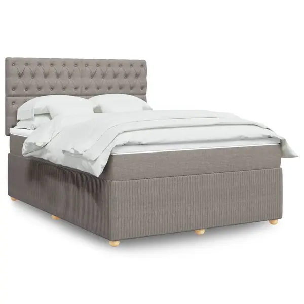 Gossi pat box spring cu saltea, gri taupe, 140x200 cm, textil