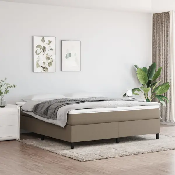Gossi pat box spring cu saltea, gri taupe, 160x200 cm material textil