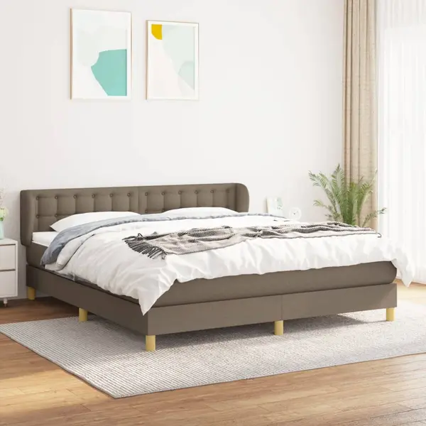Gossi pat box spring cu saltea, gri taupe, 160x200 cm material textil