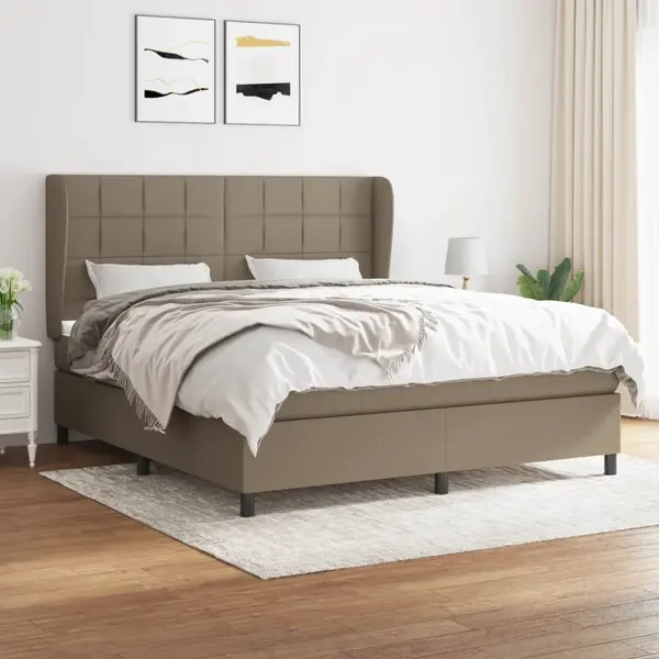 Gossi pat box spring cu saltea, gri taupe, 160x200 cm material textil