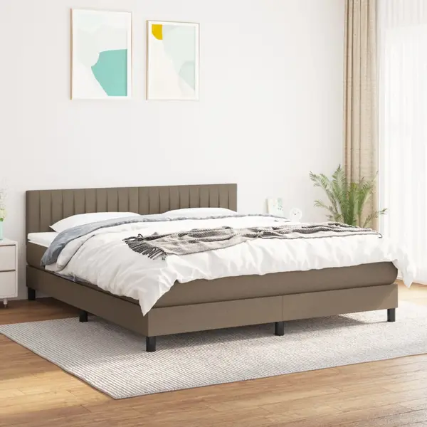 Gossi pat box spring cu saltea, gri taupe, 160x200 cm material textil