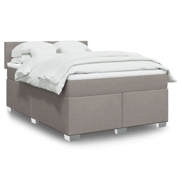 Gossi pat box spring cu saltea, gri taupe, 160x200 cm material textil