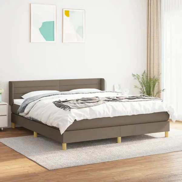 Gossi pat box spring cu saltea, gri taupe, 160x200 cm material textil