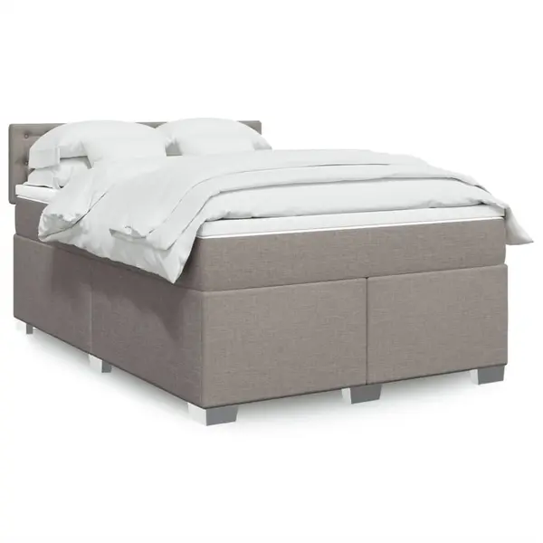 Gossi pat box spring cu saltea, gri taupe, 160x200 cm material textil