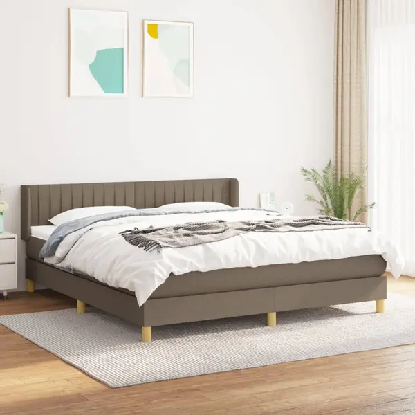 Gossi pat box spring cu saltea, gri taupe, 160x200 cm material textil
